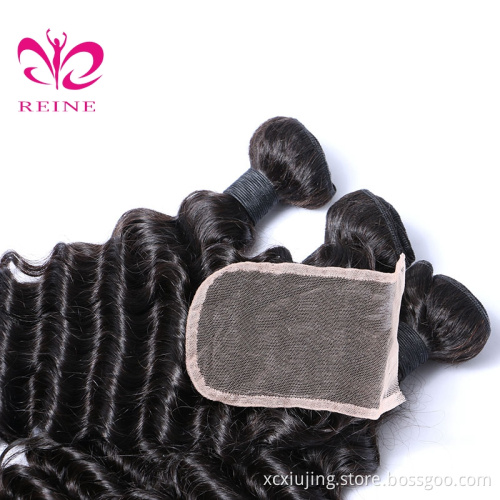 Hair Express Wholesale cuticle aligned hair ,deep wave with closure brazilian hair extension,100% virgin brazilian hair grade 9A